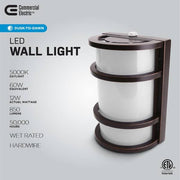 60-Watt Equivalent Integrated LED Bronze Dusk to Dawn Photocell Sensor Half Moon Security Outdoor Wall Pack Light 5000K
