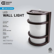60-Watt Equivalent Integrated LED Bronze Dusk to Dawn Photocell Sensor Half Moon Security Outdoor Wall Pack Light 5000K