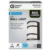 60-Watt Equivalent Integrated LED Bronze Dusk to Dawn Photocell Sensor Half Moon Security Outdoor Wall Pack Light 5000K