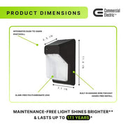 150W Equivalent Integrated LED Bronze Outdoor Vertical Wall Pack Over Door Light, 3000 Lumens