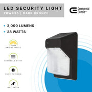 150W Equivalent Integrated LED Bronze Outdoor Vertical Wall Pack Over Door Light, 3000 Lumens