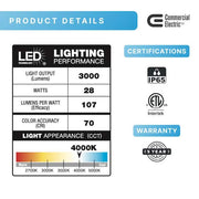 150W Equivalent Integrated LED Bronze Outdoor Vertical Wall Pack Over Door Light, 3000 Lumens