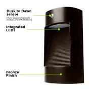 25-Watt Equivalent Integrated LED Bronze Dusk to Dawn Photocell Sensor Security Down Light Outdoor Wall Pack Light 5000K