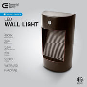 250 Lumens Integrated LED Bronze Dusk to Dawn Wall Pack Light, 4000K