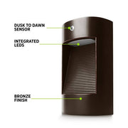 250 Lumens Integrated LED Bronze Dusk to Dawn Wall Pack Light, 4000K
