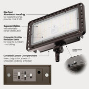 15000 Lumen Select Integrated LED Selectable 5CCT Bronze Dusk to Dawn or Motion Commercial Ground/Wall Flood Light