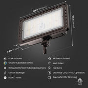 15000 Lumen Select Integrated LED Selectable 5CCT Bronze Dusk to Dawn or Motion Commercial Ground/Wall Flood Light
