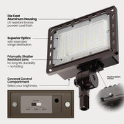 1000/2000/3000 Lumen Select Integrated LED Bronze Dusk to Dawn  Commercial Ground/Wall Flood Light, 4000K