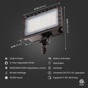 4000/6000/8000 Lumen Select Integrated LED Selectable 5CCT Bronze Dusk to Dawn  Commercial Ground/Wall Flood Light