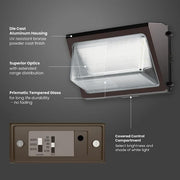4000/6000/8000 Lumen Select Integrated LED Selectable 5CCT Bronze Dusk to Commercial Wall Pack Light