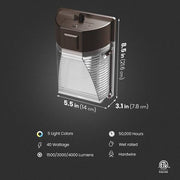 1500/3000/4000 Lumen Select Integrated LED Selectable 5CCT Bronze Dusk to Dawn or Motion Sensing Mini Wall Pack