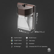 3000 Lumen Integrated LED Selectable 5CCT Bronze Dusk to Dawn Mini Wall Pack Light