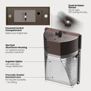 3000 Lumen Integrated LED Selectable 5CCT Bronze Dusk to Dawn Mini Wall Pack Light