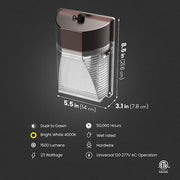 1500 Lumen Integrated LED Bronze Dusk to Dawn Mini Wall Pack Light, 4000K