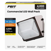 4000 Lumen Integrated LED Bronze Dusk to Dawn  Commercial Wall Pack Light, 4000K