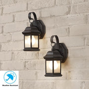 10.5 in. 1-Light Bronze Outdoor Wall Light Fixture Sconce with Seeded Glass (2-Pack)