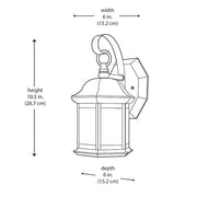 10.5 in. 1-Light Bronze Outdoor Wall Light Fixture Sconce with Seeded Glass (2-Pack)