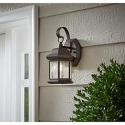 10.5 in. 1-Light Bronze Outdoor Wall Light Fixture Sconce with Seeded Glass (2-Pack)