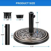 24 lbs. Heavy-Duty Patio Umbrella Base Market Umbrella Stand with Screw Knob and Adjustable Holder in Bronze