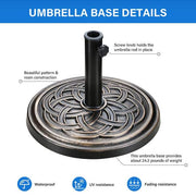 24 lbs. Heavy-Duty Patio Umbrella Base Market Umbrella Stand with Screw Knob and Adjustable Holder in Bronze