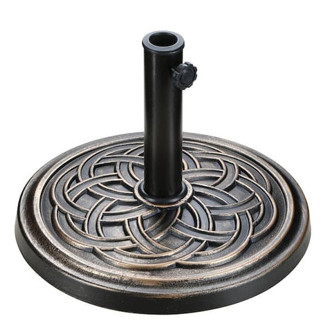 24 lbs. Heavy-Duty Patio Umbrella Base Market Umbrella Stand with Screw Knob and Adjustable Holder in Bronze