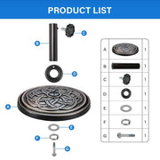 24 lbs. Heavy-Duty Patio Umbrella Base Market Umbrella Stand with Screw Knob and Adjustable Holder in Bronze