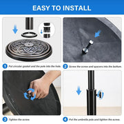 24 lbs. Heavy-Duty Patio Umbrella Base Market Umbrella Stand with Screw Knob and Adjustable Holder in Bronze