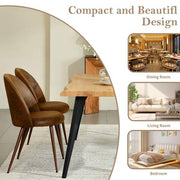Zomba HB Farmhouse Faux Leather Brown Dining Side Chairs with High Back, Walnut Legs, and Easy Assembly (Set of 2)