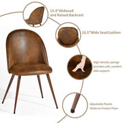Zomba HB Farmhouse Faux Leather Brown Dining Side Chairs with High Back, Walnut Legs, and Easy Assembly (Set of 2)