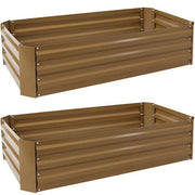 48 in. Brown Rectangular Galvanized Steel Raised Beds (2-Pack)