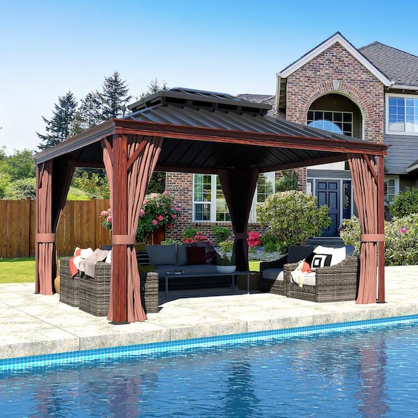 VEIKOUS Wood Grain Gazebo Kit