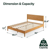 Brown Wood Frame Queen Platform Bed