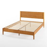 Brown Wood Frame Queen Platform Bed