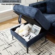 L Shaped Sectional Convertible Sofa with Storage Ottoman and Modern Tufted style