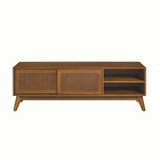 59 Inch Mid Century Modern Rattan TV Stand