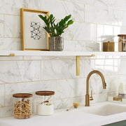 LuxeCraft Calacatta Gold Marble 8 in. x 24 in. Glazed Ceramic Wall Tile (13.3 sq. ft./Case)