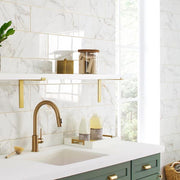 LuxeCraft Calacatta Gold Marble 8 in. x 24 in. Glazed Ceramic Wall Tile (1.33 sq. ft./Each)