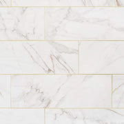 LuxeCraft Calacatta Gold Marble 8 in. x 24 in. Glazed Ceramic Wall Tile (1.33 sq. ft./Each)