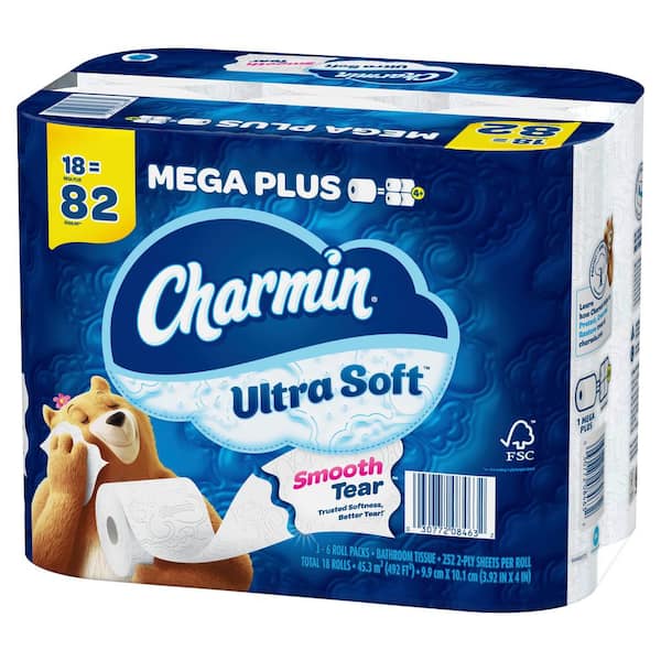 Ultra-Soft Smooth Tear Toilet Paper Rolls (18 Mega Plus Rolls) - Thumbnail 4
