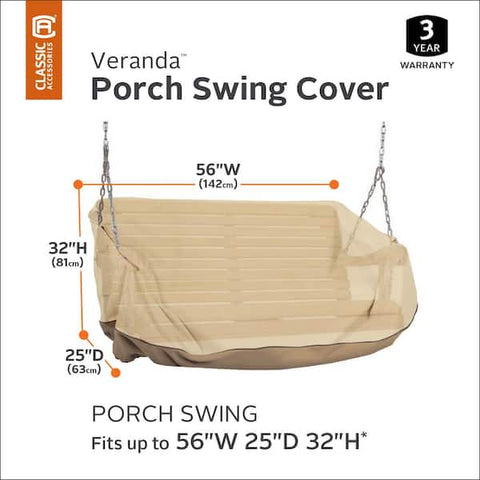 Veranda Porch Swing Cover - Durable and Water Resistant Outdoor Furniture Cover