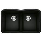 DIAMOND Coal Black Granite Composite 32.06 in. 50/50 Double Bowl Undermount Kitchen Sink
