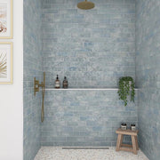 Lamora Marble Coastal Blue 11 in. x 13 in. Glazed Ceramic Penny Round Mosaic Tile (1.06 sq. ft./each)