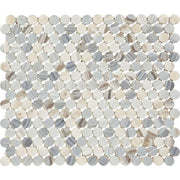 Lamora Marble Coastal Blue 11 in. x 13 in. Glazed Ceramic Penny Round Mosaic Tile (1.06 sq. ft./each)