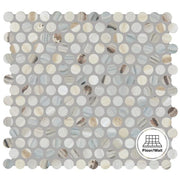 Lamora Marble Coastal Blue 11 in. x 13 in. Glazed Ceramic Penny Round Mosaic Tile (1.06 sq. ft./each)