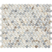 Lamora Marble Coastal Blue 11 in. x 13 in. Glazed Ceramic Penny Round Mosaic Tile (1.06 sq. ft./each)