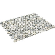 Lamora Marble Coastal Blue 11 in. x 13 in. Glazed Ceramic Penny Round Mosaic Tile (1.06 sq. ft./each)