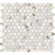 Lamora Marble Coastal Blue 11 in. x 13 in. Glazed Ceramic Penny Round Mosaic Tile (1.06 sq. ft./each)