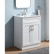 24 in. W x 18 in. D x 34 in. H White Modern Bathroom Vanity with White Single Ceramic Sink Top