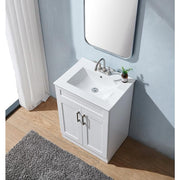 24 in. W x 18 in. D x 34 in. H White Modern Bathroom Vanity with White Single Ceramic Sink Top