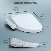 C2 Washlet Electric Heated Bidet Toilet Seat for Elongated Toilet in Cotton White